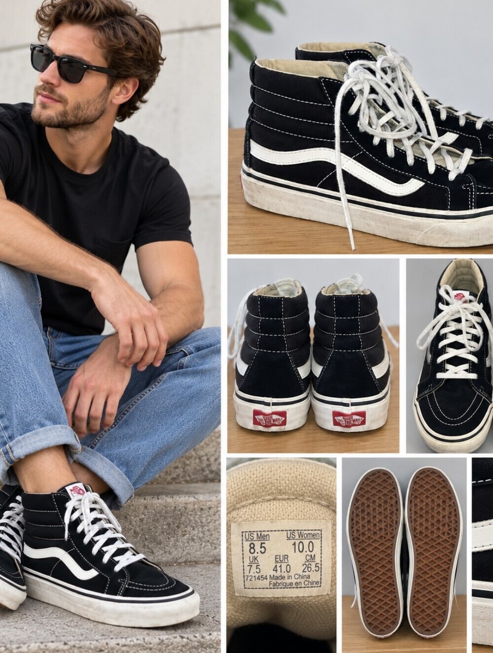 Vans Black and White High-Top Sneakers